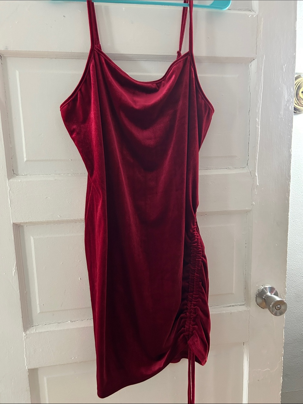 SHEIN Burgundy Velvet Cowl Slip Mini Dress